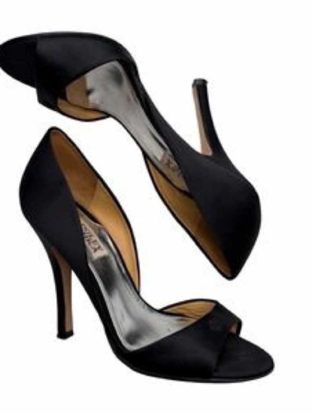 Badgley Mischa Black Satin Peep-Toe D'Orsay High Heels